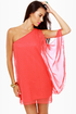 Flame Kissed One Shoulder Coral Red Dress