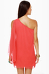 Flame Kissed One Shoulder Coral Red Dress