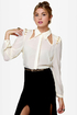 Masters in Spike-ology Sheer Studded Cream Top