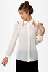 Masters in Spike-ology Sheer Studded Cream Top