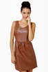 Animal Instincts Brown Vegan Leather Dress