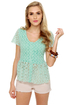 Pep Sister Mint Blue Lace Top