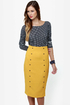 City Sleek-er Mustard Yellow Pencil Skirt