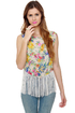 Fringe Caravan Floral Print Crop Top