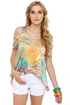 Mount Kilauea Orange Print Top