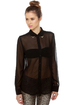 Gentleman Collar Sheer Black Top