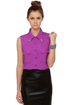 Bolo Tie Optional Sleeveless Purple Top