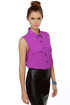 Bolo Tie Optional Sleeveless Purple Top