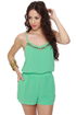 Lucca Couture Embellish-ous Mint Green Romper