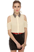 Your True Collars Shine Beaded Cream Top