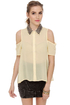 Your True Collars Shine Beaded Cream Top