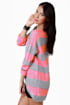 You Go Girl Grey and Neon Pink Striped Sweater