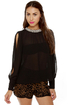 Post Meridian Beaded Black Top