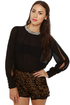 Post Meridian Beaded Black Top