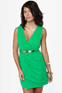 Chip Off the Gold Block Belted Green Dress