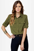 Daily Grind Olive Green Button-Up Top