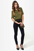 Daily Grind Olive Green Button-Up Top