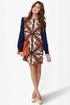 British Invasion Blue Scarf Print Shift Dress