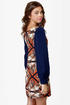 British Invasion Blue Scarf Print Shift Dress