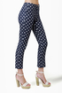 Bumper Cropped Blue Polka Dot Pants