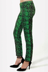 Snake It Till You Make It Green Snakeskin Print Pants