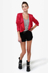 Drawstring Section Cropped Red Jacket