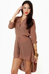Double Date Sheer Brown Tunic Top