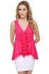 Through the Ruffle Patch Fuchsia Pink Tank Top