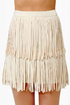 Start Your Fringe-ines! Cream Fringe Mini Skirt