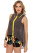 Dubbed Version Grey Button-Up Top
