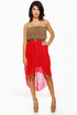 Cocktail Hour Strapless Brown and Red Dress