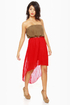 Cocktail Hour Strapless Brown and Red Dress