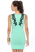 Motel Julie Black and Mint Green Dress