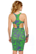 Motel Rowena Purple and Lime Green Print Dress