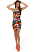 Motel Zahara Strapless Kaleidoscope Print Dress