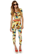 Motel Jodie Yellow Floral Print Skinny Jeans