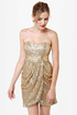 Sequin-tessential Strapless Gold Sequin Dress