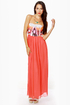 Skip to My Luau Strapless Coral Red Maxi Dress