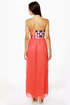 Skip to My Luau Strapless Coral Red Maxi Dress