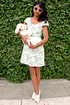 Right Lace Right Time Green and Cream Lace Dress