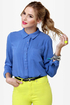Cute As a Button-Up Backless Blue Top