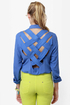 Cute As a Button-Up Backless Blue Top