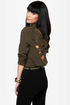 Cute As a Button-Up Backless Olive Green Top