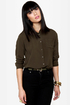 Cute As a Button-Up Backless Olive Green Top