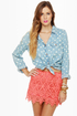 High Tea Coral Red Lace Mini Skirt