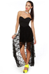 Inescapable Lace Strapless Black Dress