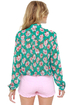 Boutonniere Up Sheer Floral Print Top