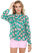 Boutonniere Up Sheer Floral Print Top