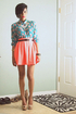 Boutonniere Up Sheer Floral Print Top