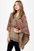 Obey Drifter Southwest Print Poncho Sweater